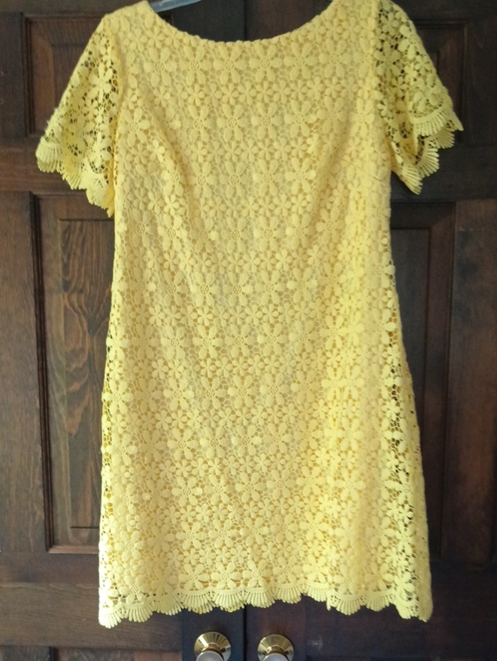 Eliza J Yellow Floral Lace Midi Dress
